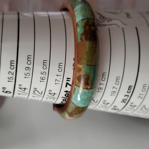 Copper Infused Mosaic Turquoise Bangle Bracelet - Picture 3 of 5